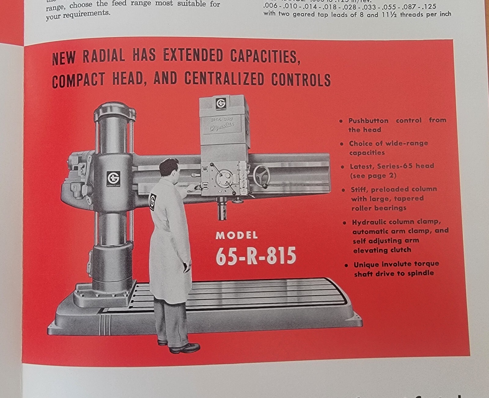 Giddings & Lewis Radial Drill Sales Brochure from the early 1960’s – Vintage
