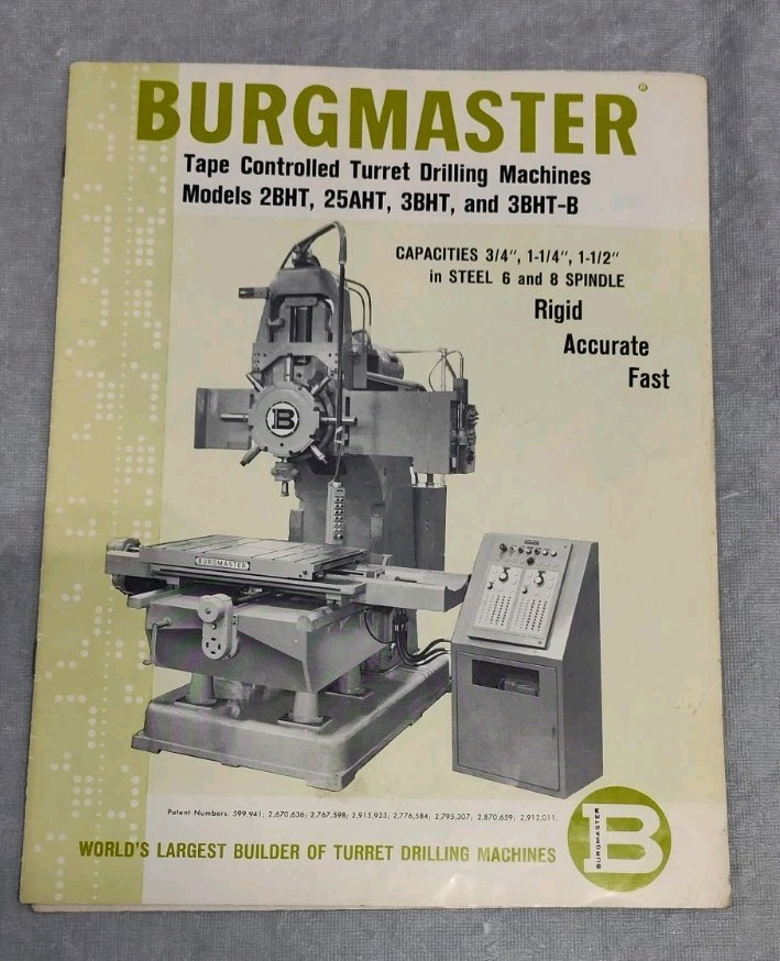 Burgmaster Machine Tape Control Turret Drill Catalog Brochure Vtg Houdialle CA