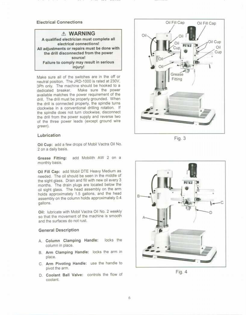 Jet JRD-1000 Radial Arm Drill Press Owners Manual *223