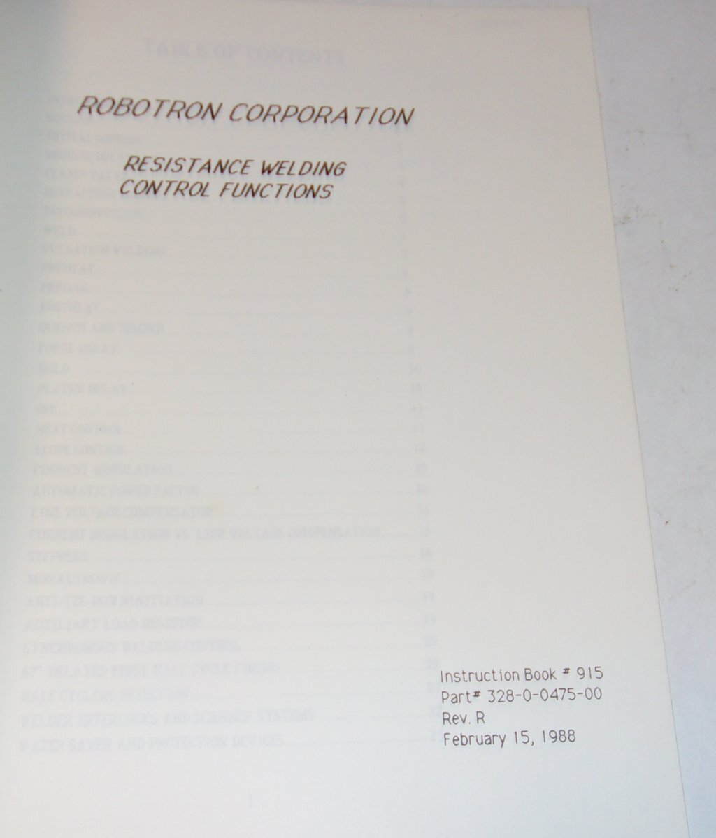 Robotron Corp Instruction Book Manual #915, 1988