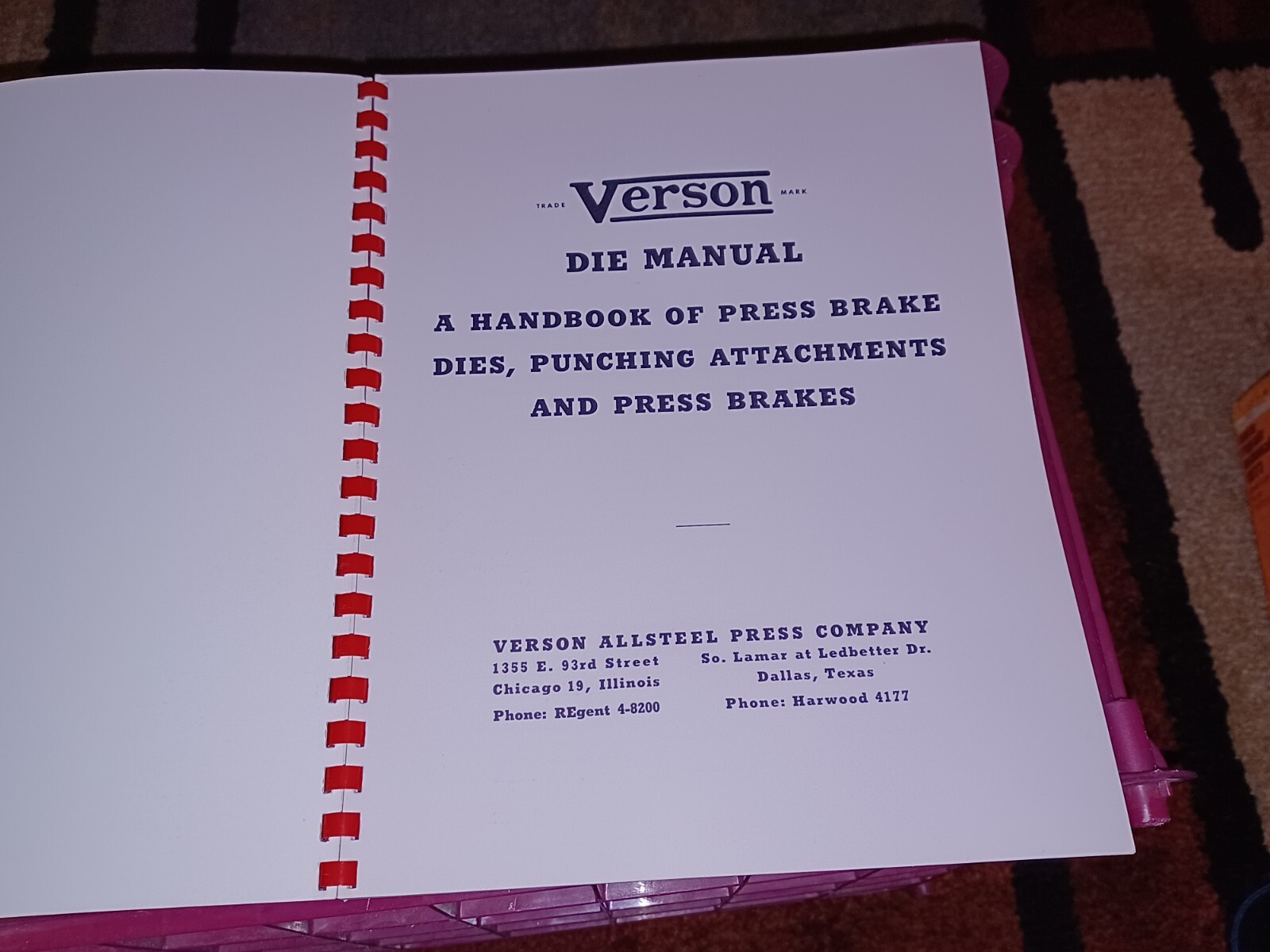 Verson allsteel Press Company Die Manual CATALOG DM-53 Brakes Punching Attachmen