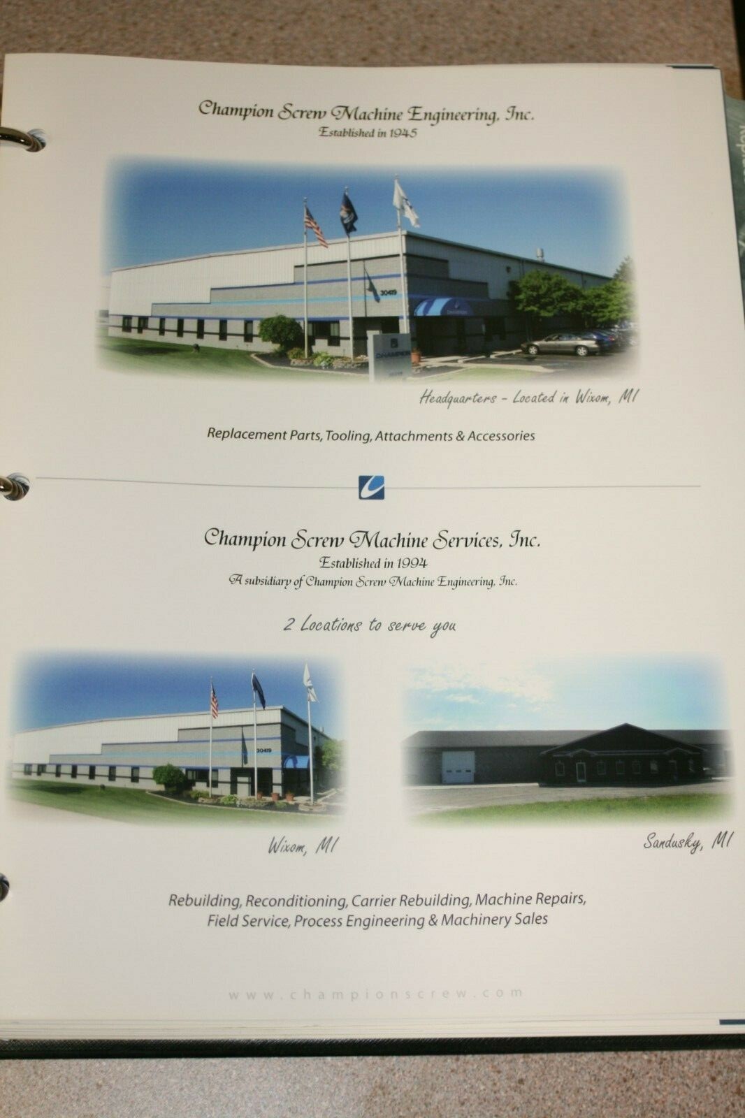 Champion Screw Machine Engineering, Inc. Acme-Gridley Reference Manual Free Ship
