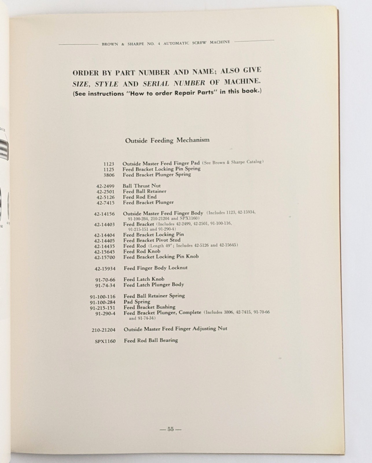 Brown & Sharpe No. 4 Automatic Screw Machine Manual, Operation Parts Maintenance