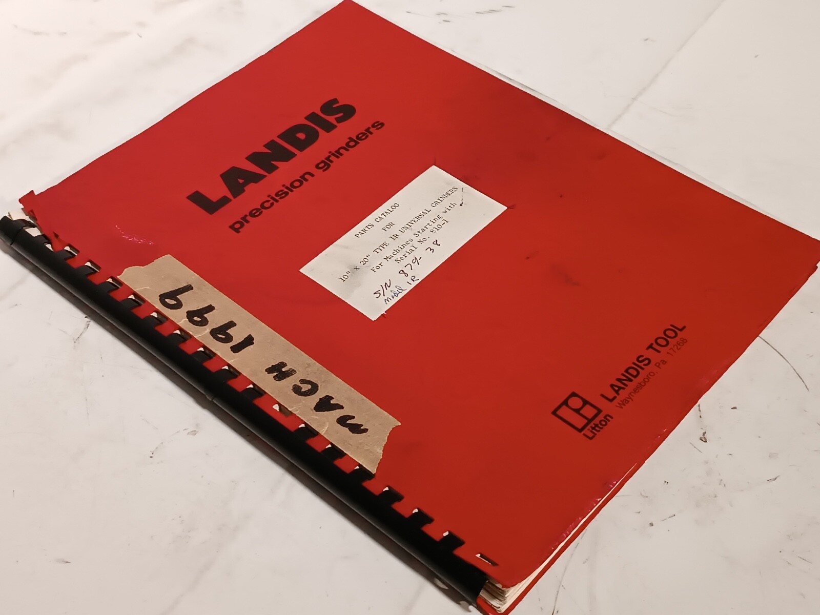 Landis Tool 10″x20″ Type 1R Universal Grinder Machine Parts Catalog, as shown