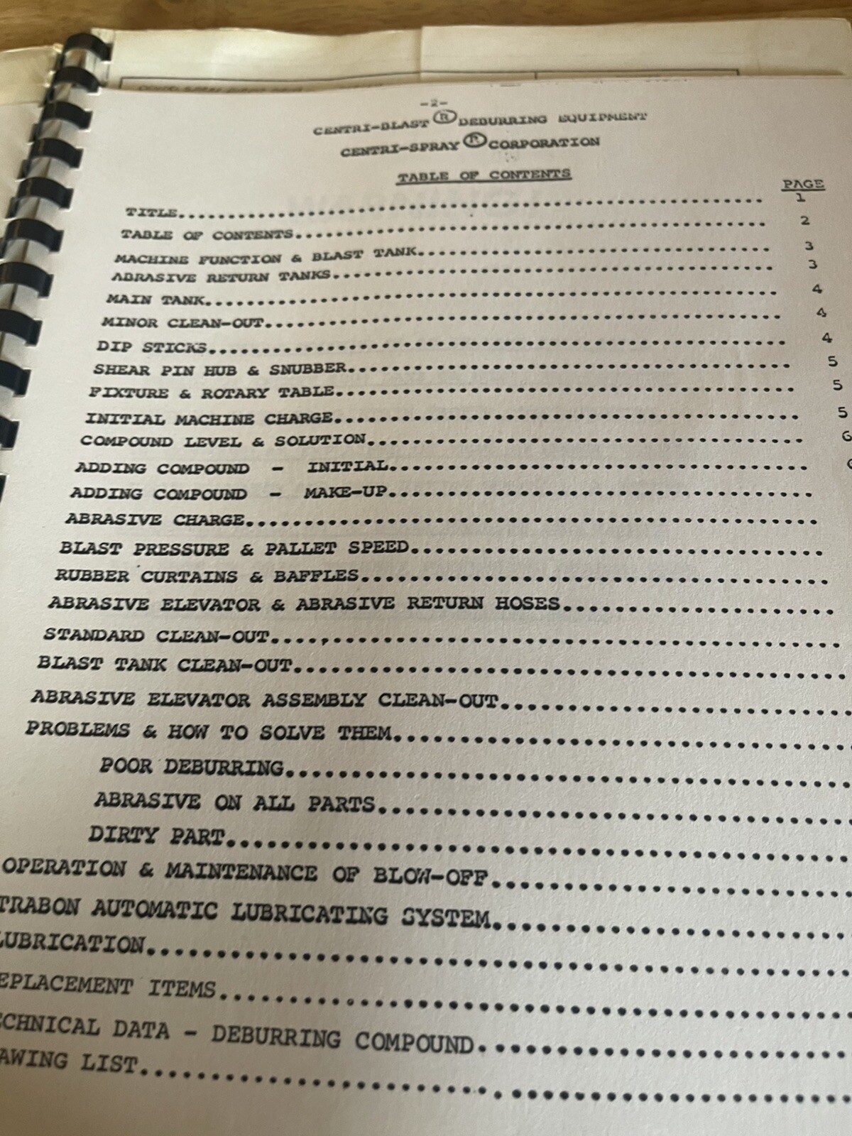 Centri-Spray Deburring Equipment General Instruction Manual