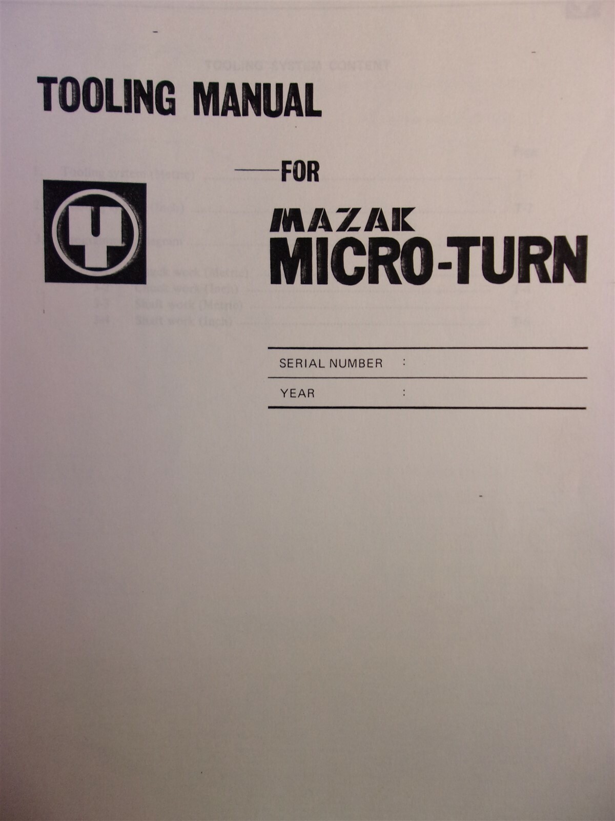 Yamazaki Mazak Micro Tern Operating & Tooling Manual 12884 1979 *FREE SHIPPING*