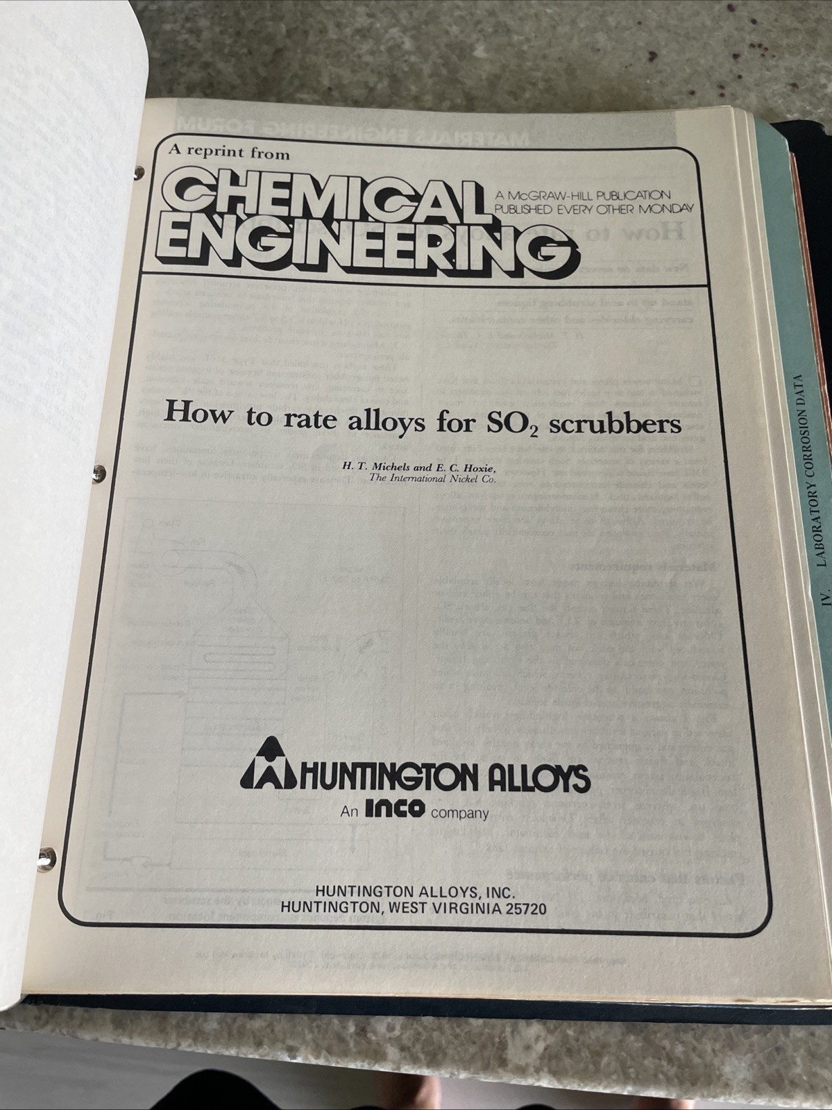1978 HUNTINGTON ALLOYS for SO2 SERVICE Confidential Ephemera DATA Bulletins RARE