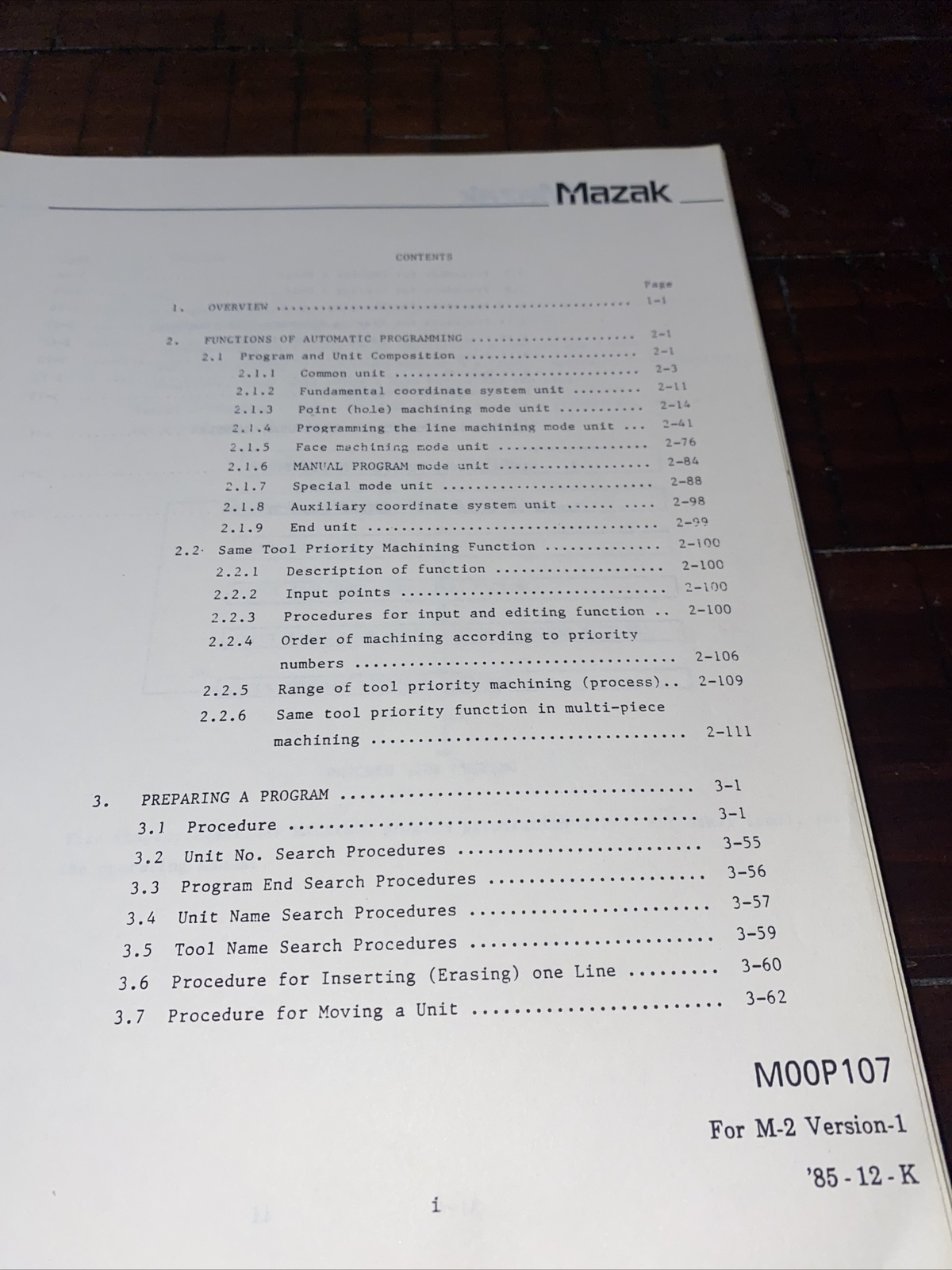 Mazak Programming Manual for Mazatrol Cam M-2