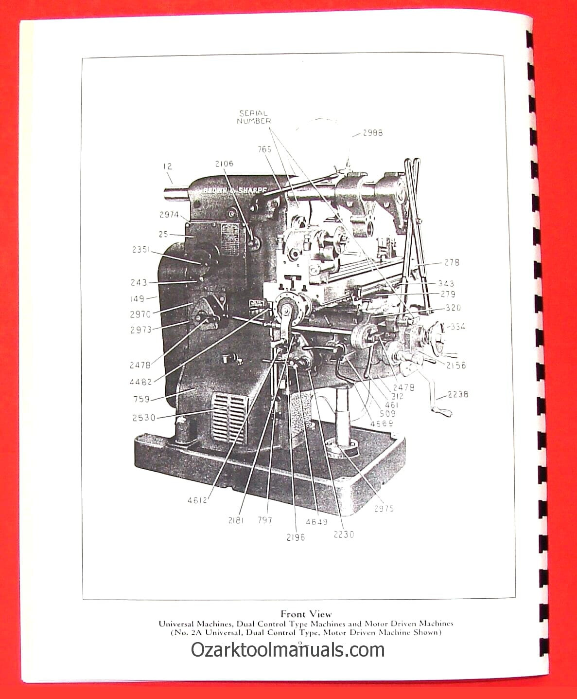 BROWN & SHARPE 2, 2A, 2B, 3, 3A, 3B Milling Machine Parts Manual 0086