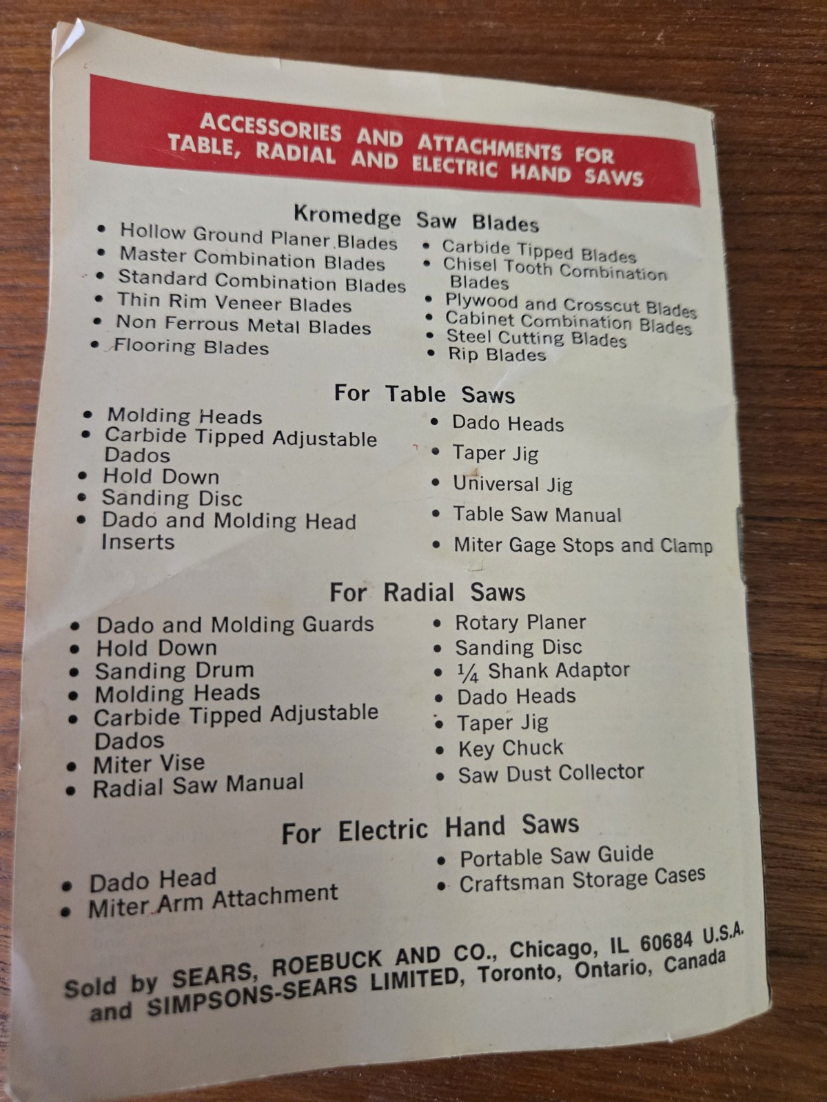 1975 Sears Craftsman Circular Saw Blades Power Tool Accessories Handbook Booklet