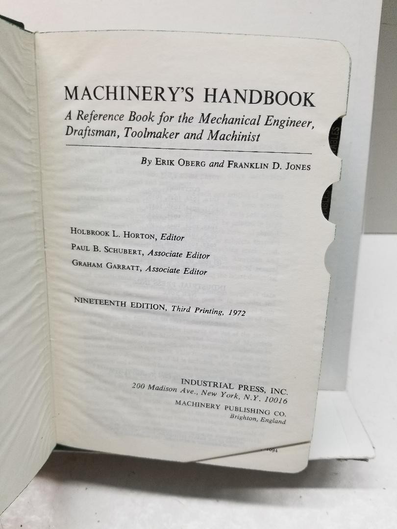 Vintage Machinery’s Handbook 19th Edition-Third Printing 1972