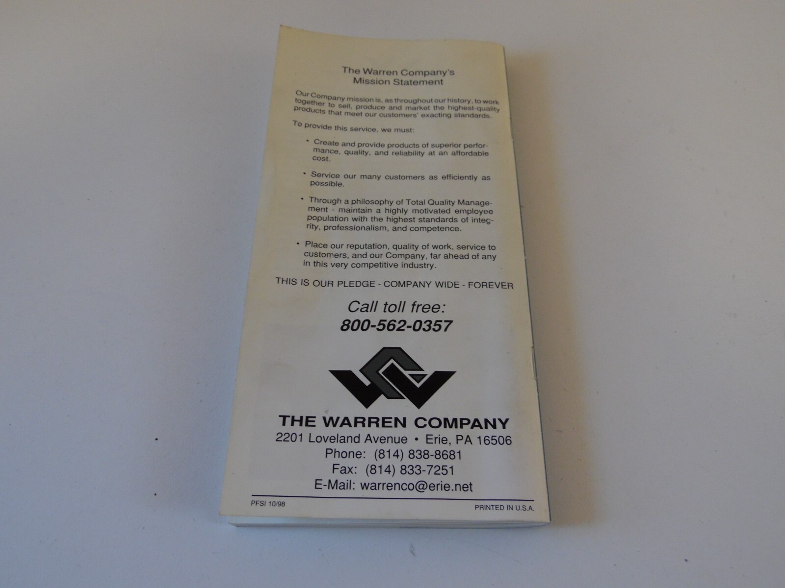 vintage the warren company booklet manual hand book metal specs and charts info