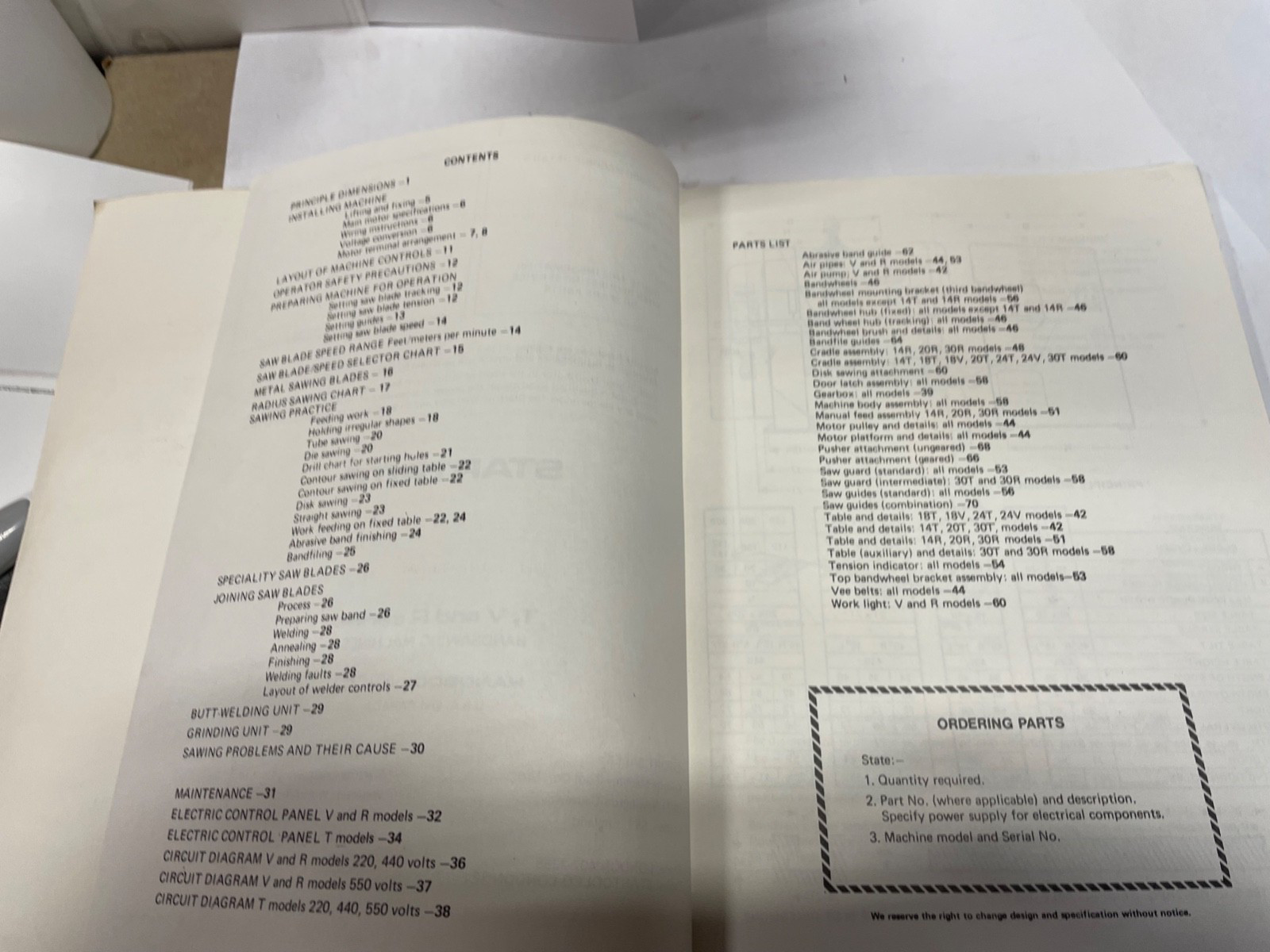 Kalamazoo Startrite T, V & R Series Bandsaws Operating & Parts Manual