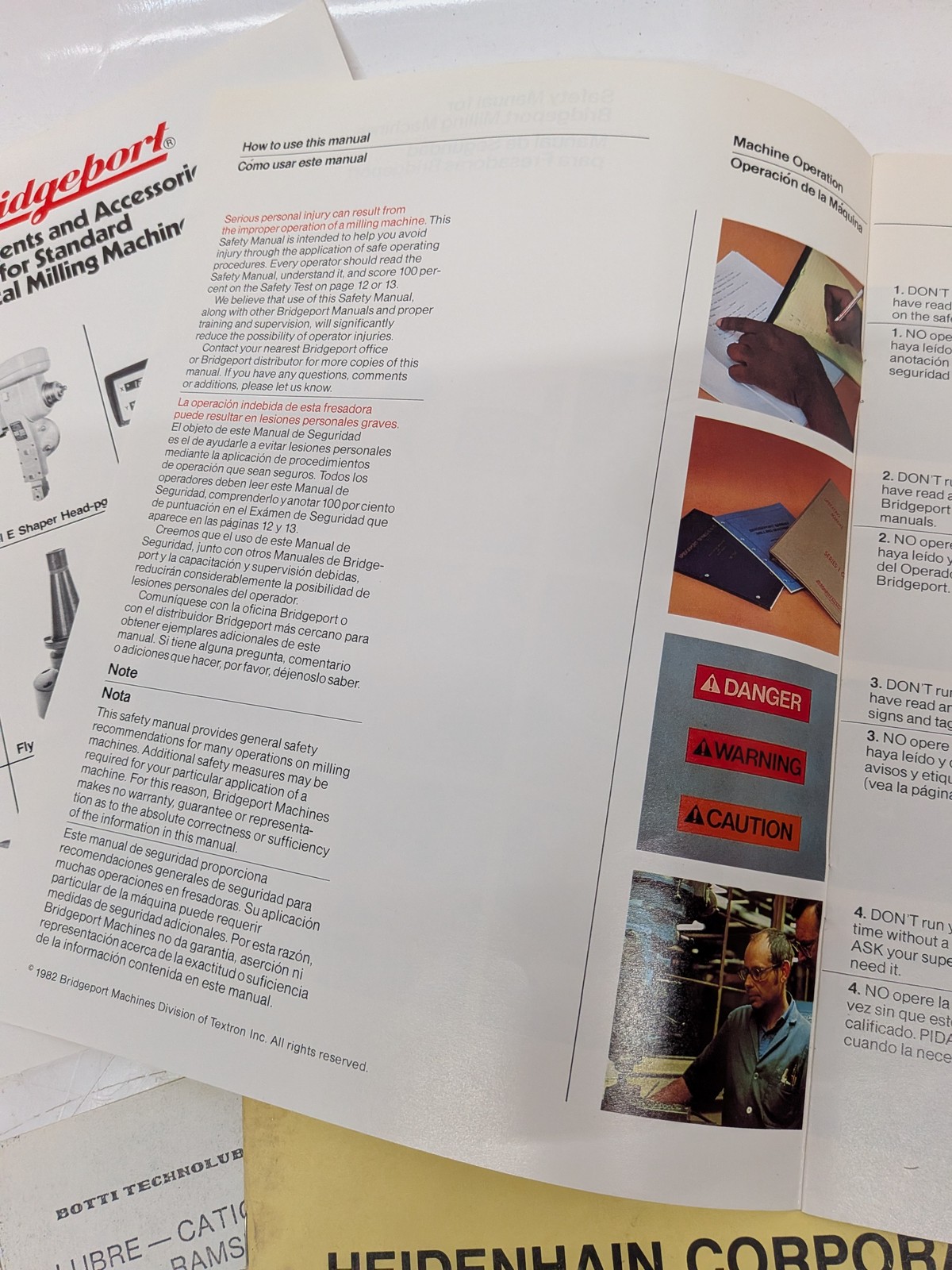Heidenhain POS-E-TOUCH II manual w/ Bridgeport milling machine literature lot