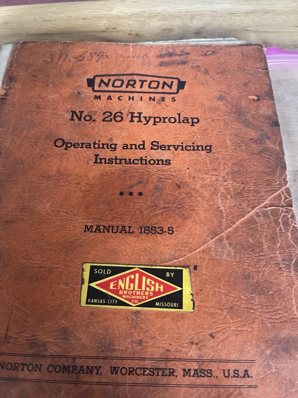 Norton Grinding/ Lapping Machines Lubrication Bulletin W/Manual No. 26 Hyprolap