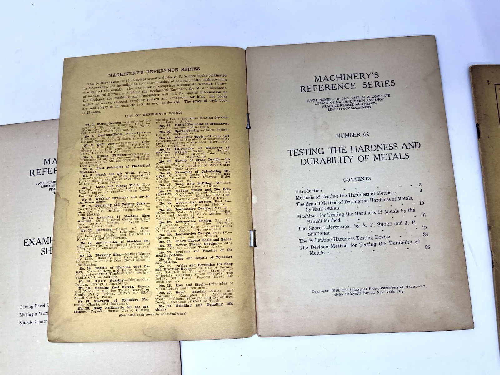 1910 Machinery’s Reference Series #10 #62 #63 Practice Guides 3 Booklets