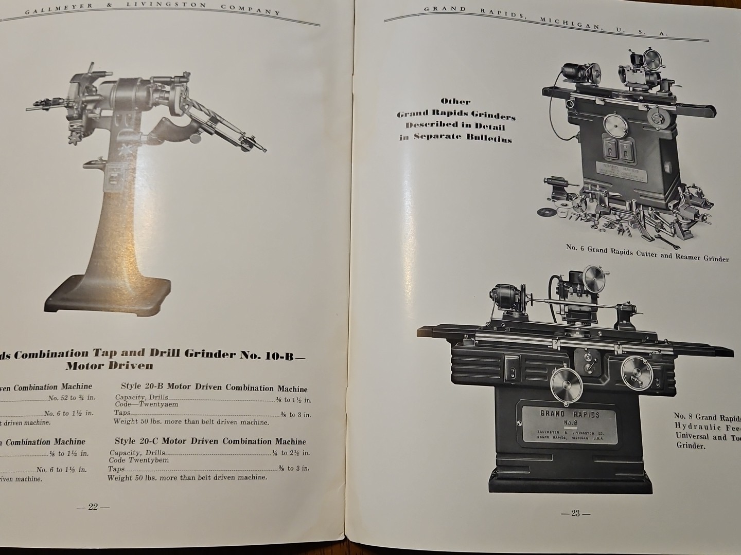 GRAND RAPIDS DRILL GRINDERS GALLMEYER LIVINGSTON MACHINE CATALOG