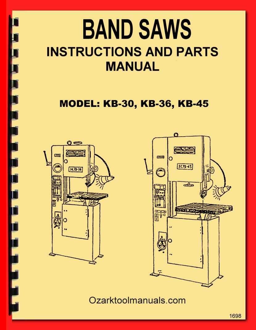 Birmingham, Acra, SawKing KB-30, KB-36, KB-45 Metal Band Saw Parts Manual 1698