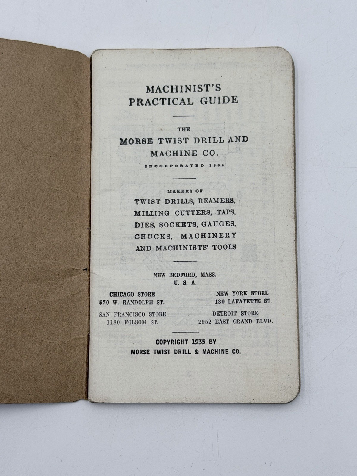 Machinist’s Practical Guide 1930’s Small Pocket Booklet Morse Twist Drill VTG
