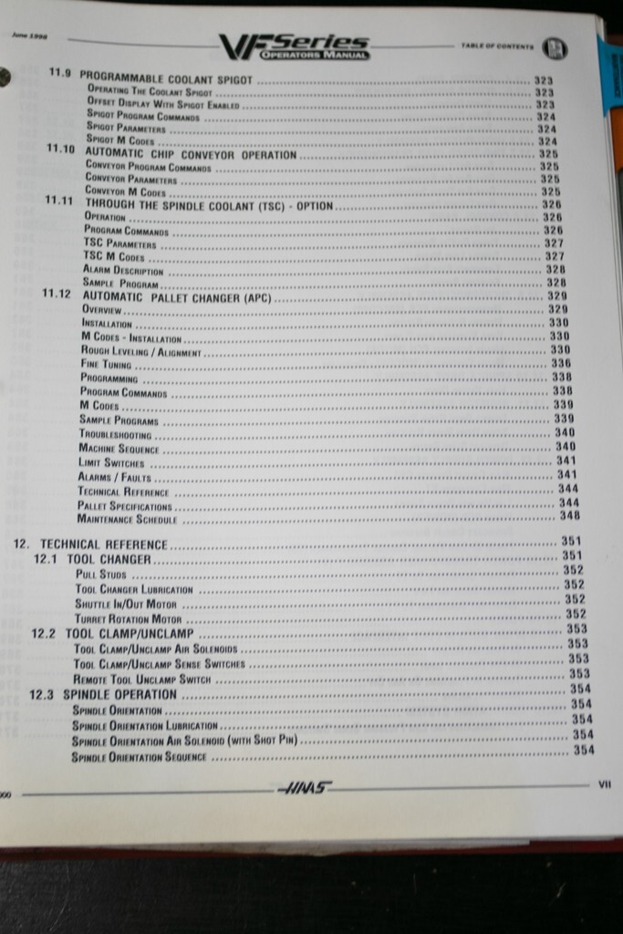 Haas VF Series, Vertical Milling Center, Operations and Programming Manual 1998