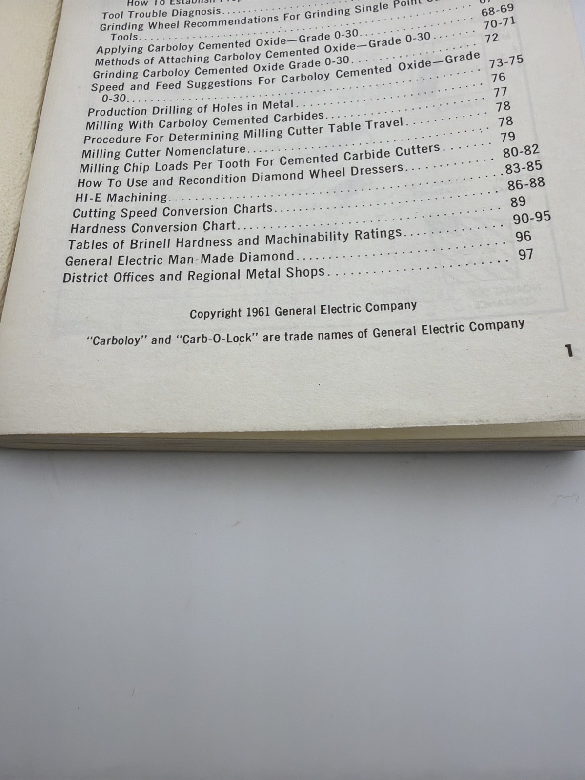 Vintage 1961 General Electric GE Carboloy Cemented Carbides Oxides Data Book