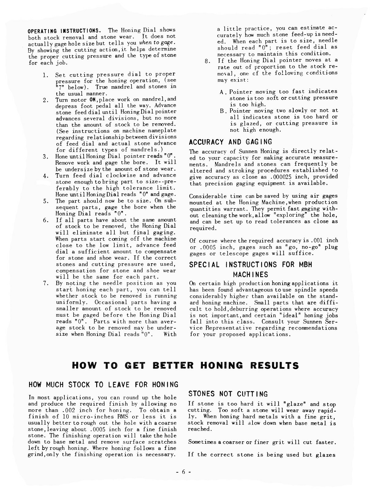 Sunnen MBB-1290D Precision Honing Machine Operating Instructions Manual #1671
