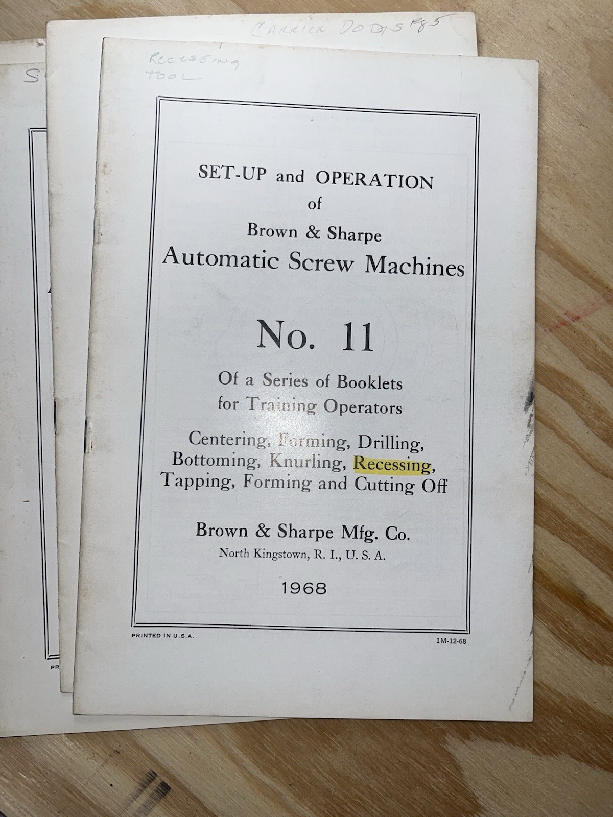 Complete Set Brown & Sharpe Automatic Screw Machine OperatorTrainingManuals 1968