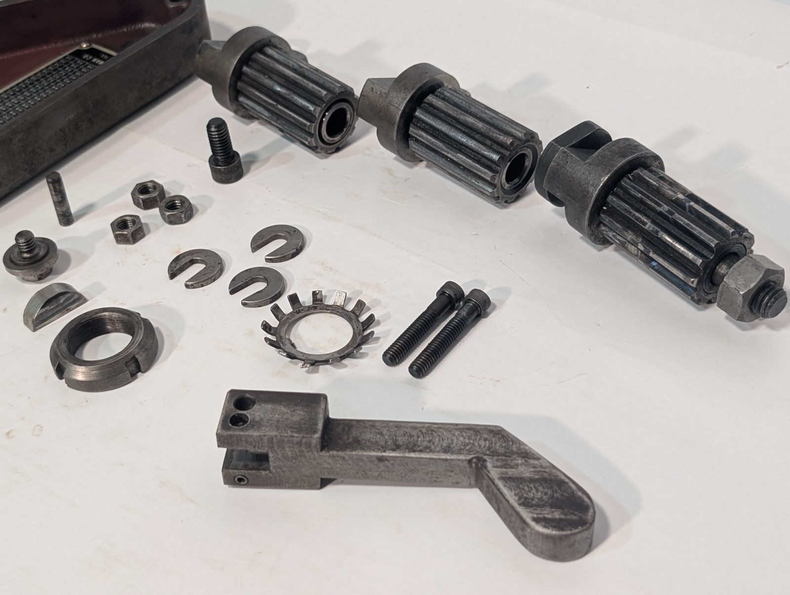 Lot of 19Barber-Colman Hob Shifter Parts including 3 Splined Transmission Shafts
