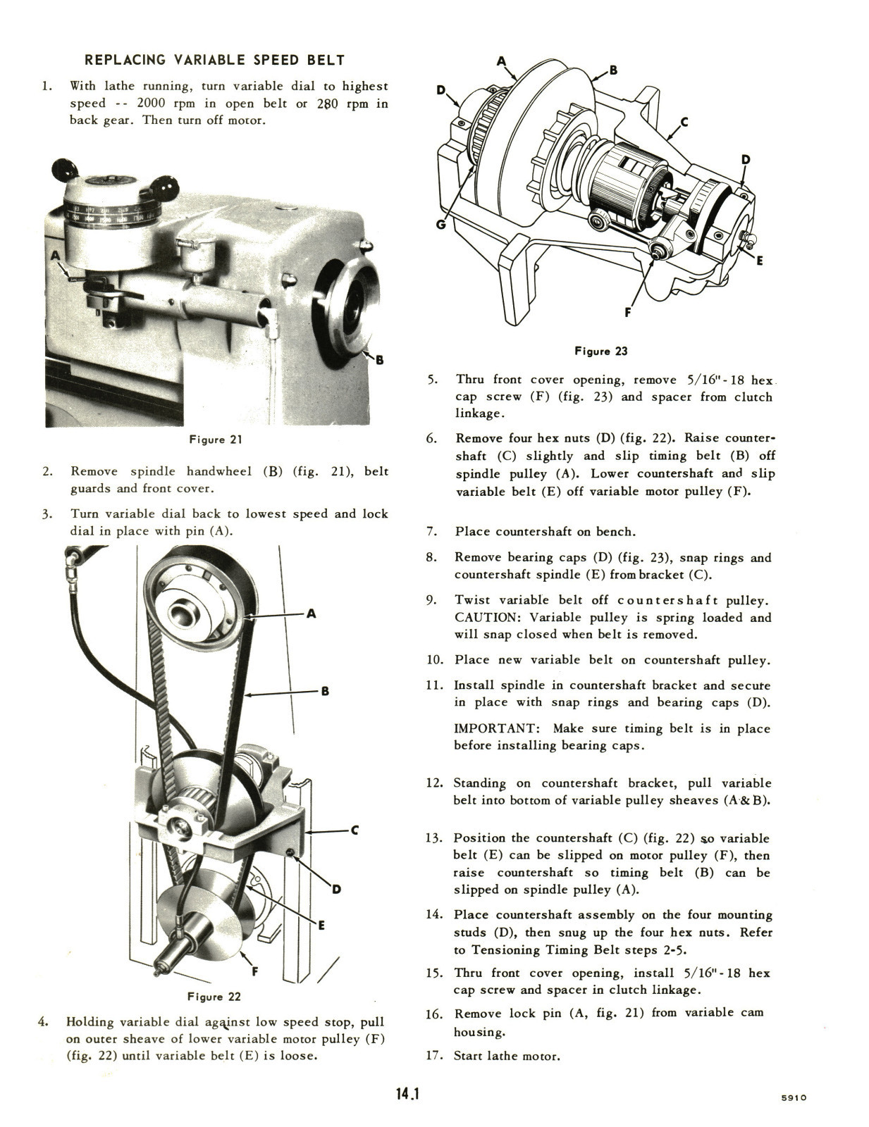 Clausing 12″ Lathe 5900 Series sn: 502467 up Instruct & Parts List Manual #1371
