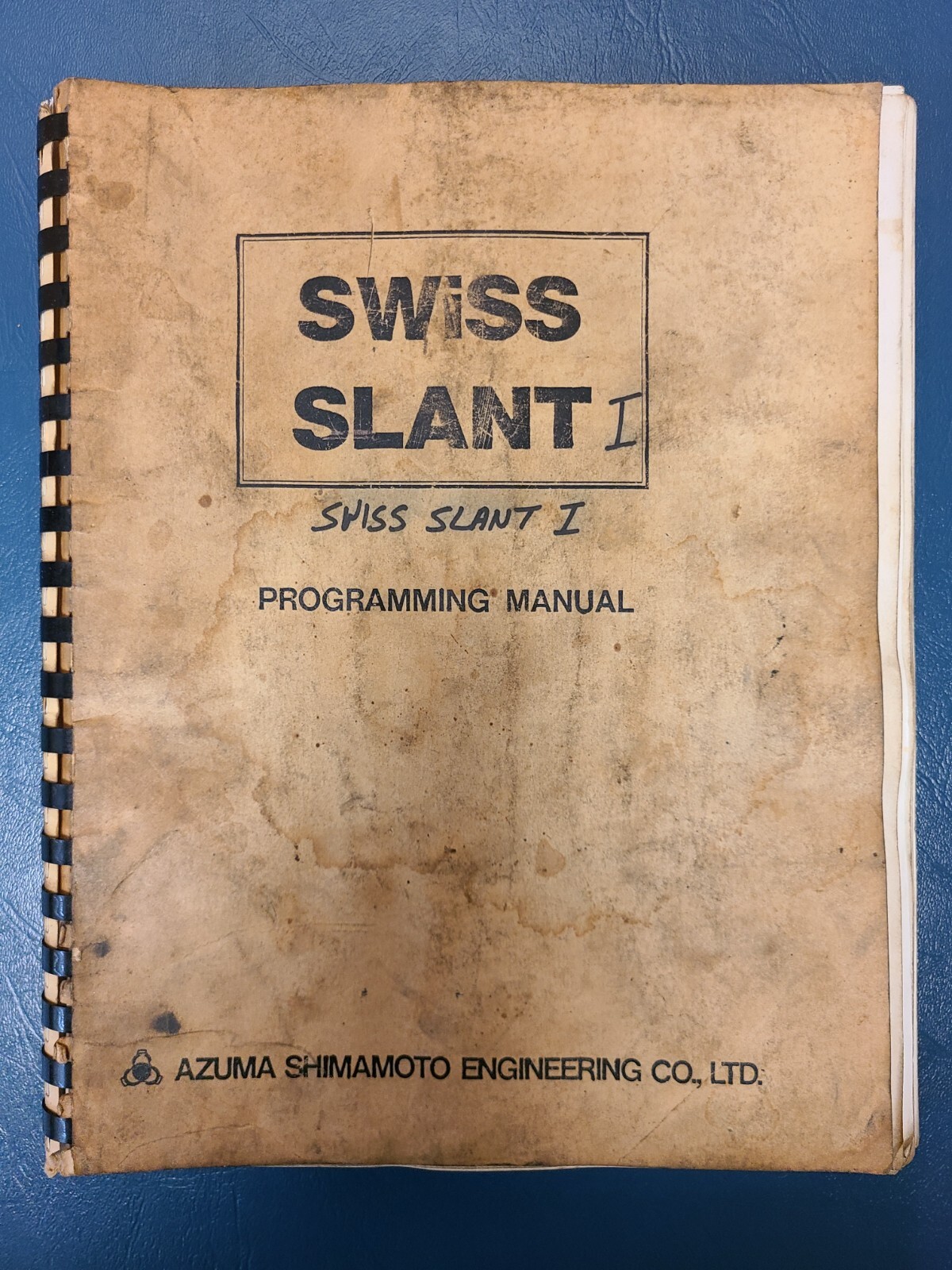 Azuma Shimamoto Programming Manual Swiss Slant I Instruction Manual Azuma