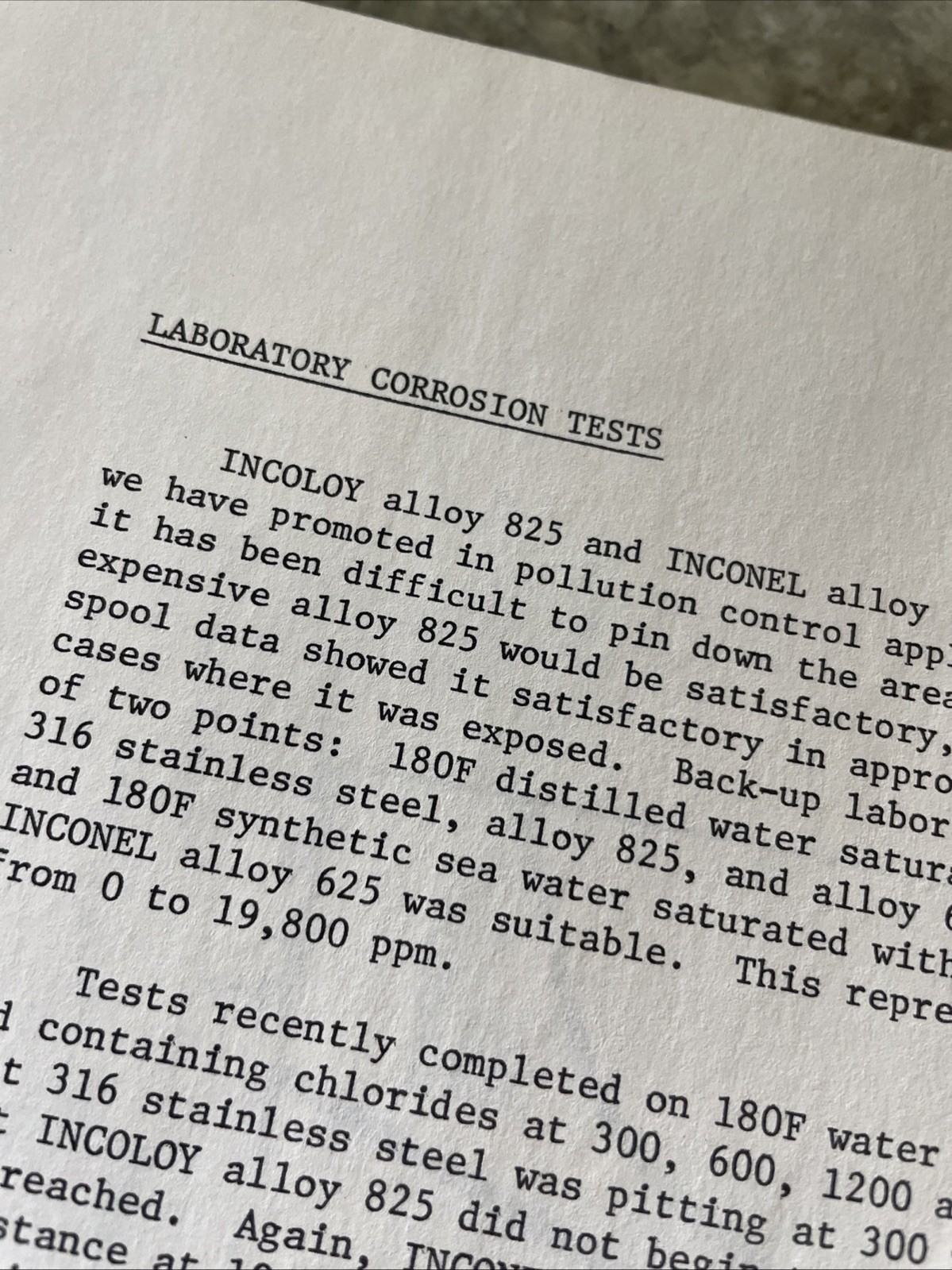 1978 HUNTINGTON ALLOYS for SO2 SERVICE Confidential Ephemera DATA Bulletins RARE