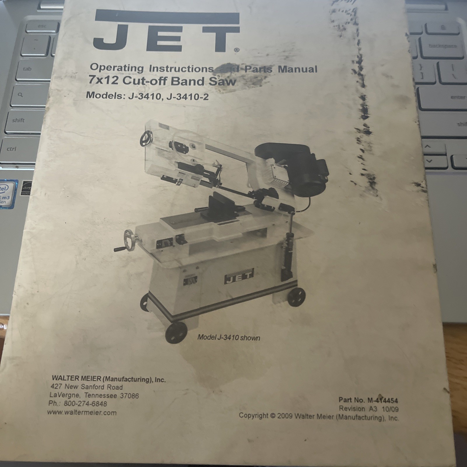 Jet Operating Instructions/Parts Manual 7×12 Cut off Band Saw J-3410/J-3410-2