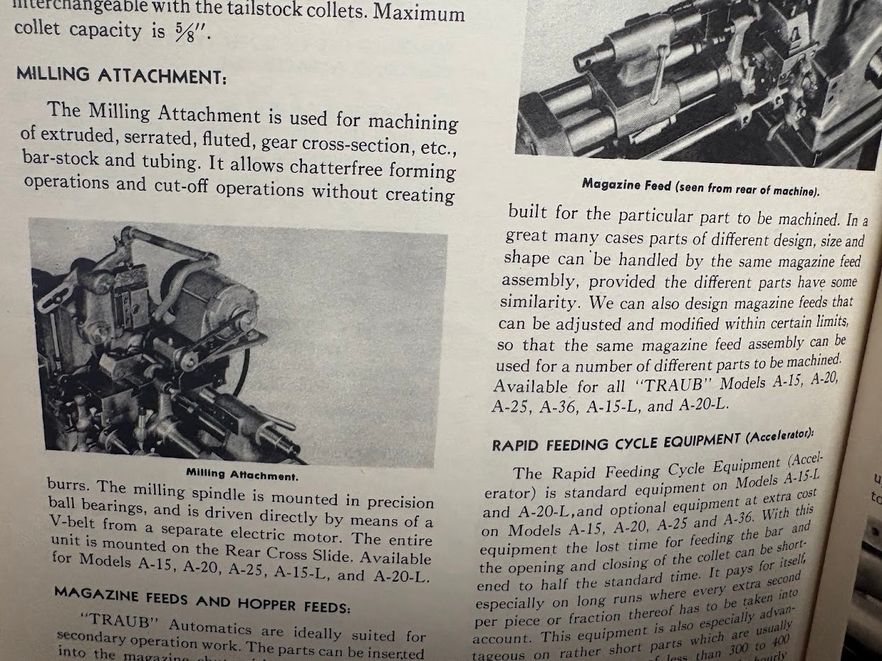 Vtg Traub Works Catalog 1950s? Screw Machines Attachments Tools Lathe A-15 A-36