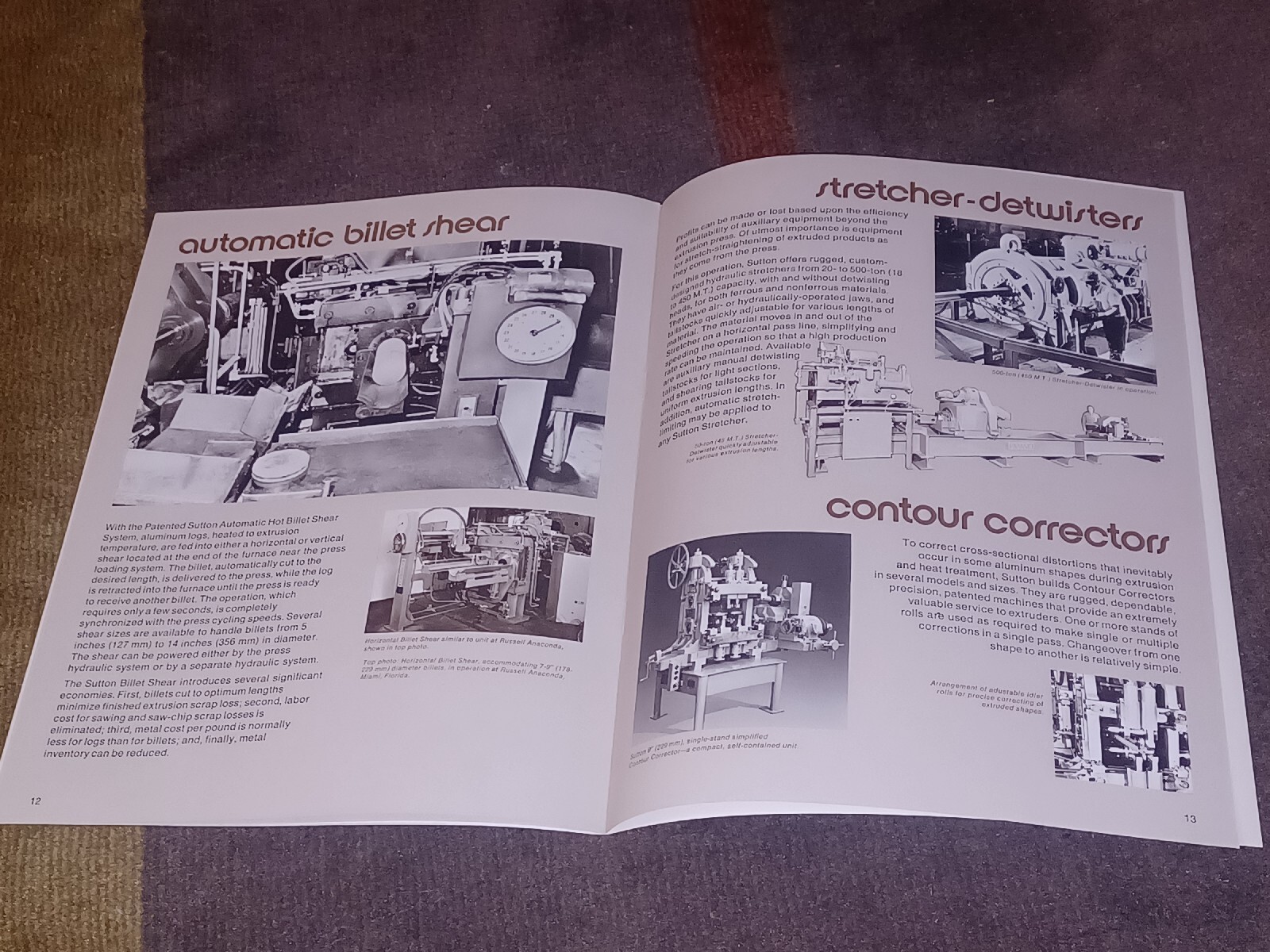 SUTTON ENGINEERING COMPANY PITTSBURGH Extrusion Press Equipment CATALOG BOOKLET