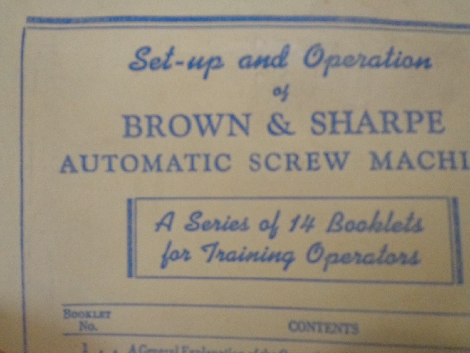 Brown & Sharpe Automatic Screw Machine Set-Up and Operation Manuals (#1-14)