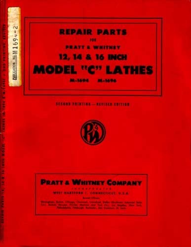 Pratt & Whitney Type C Lathe Parts Manual