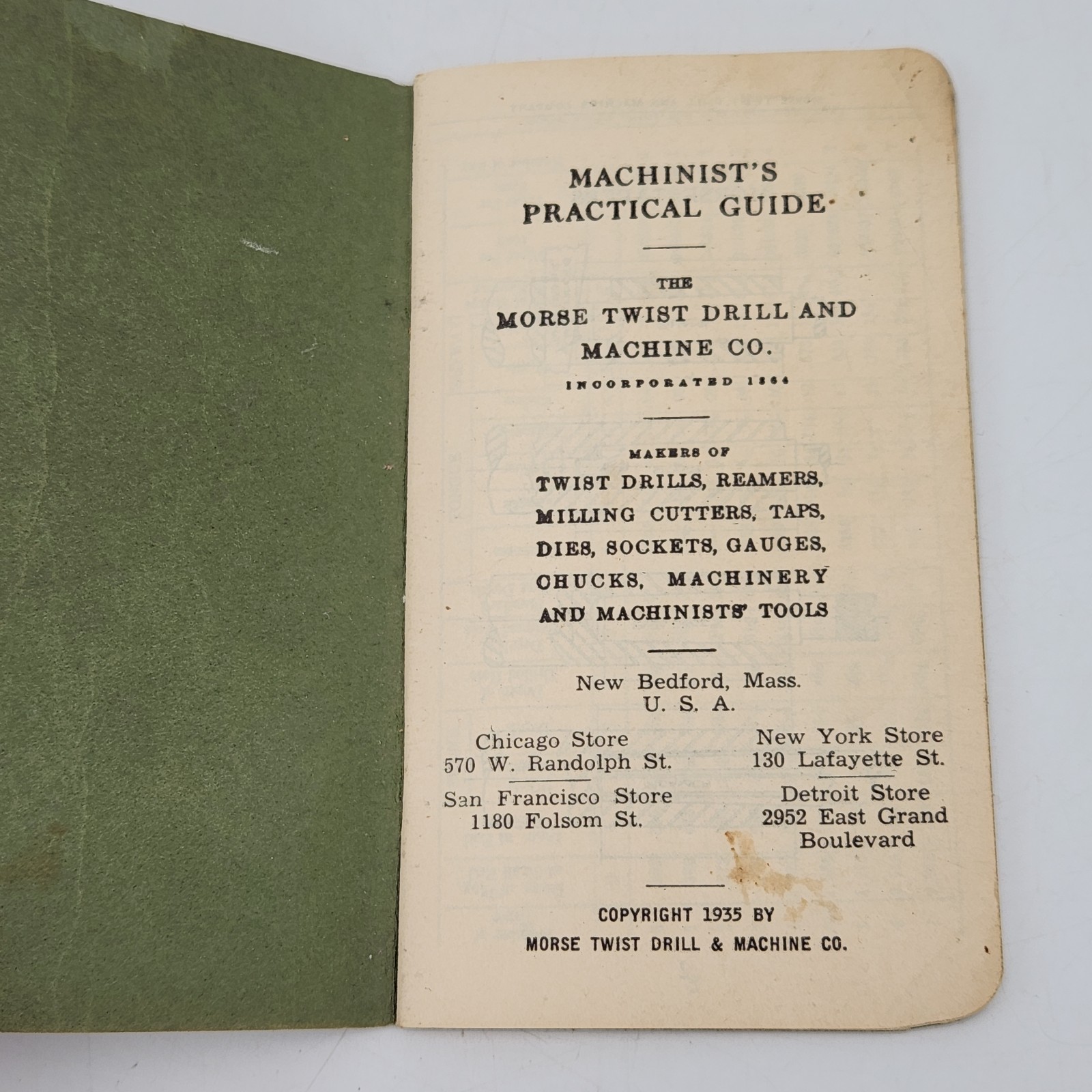 1935 Morse Twist Drill Machinist Practical Guide Book Vintage Tool Pocket Manual
