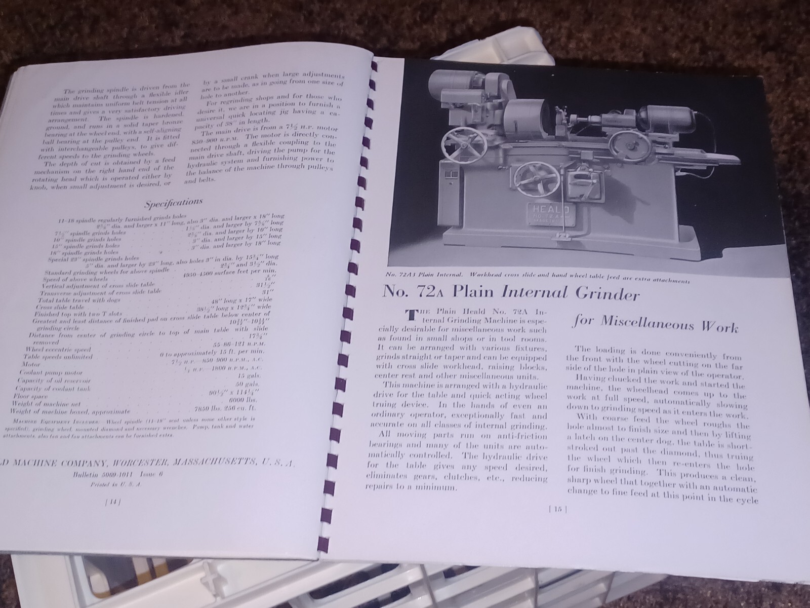 HEALD COMPANY Precision GRINDING BORING Borizing MACHINES CATALOG BOOK Issue 12