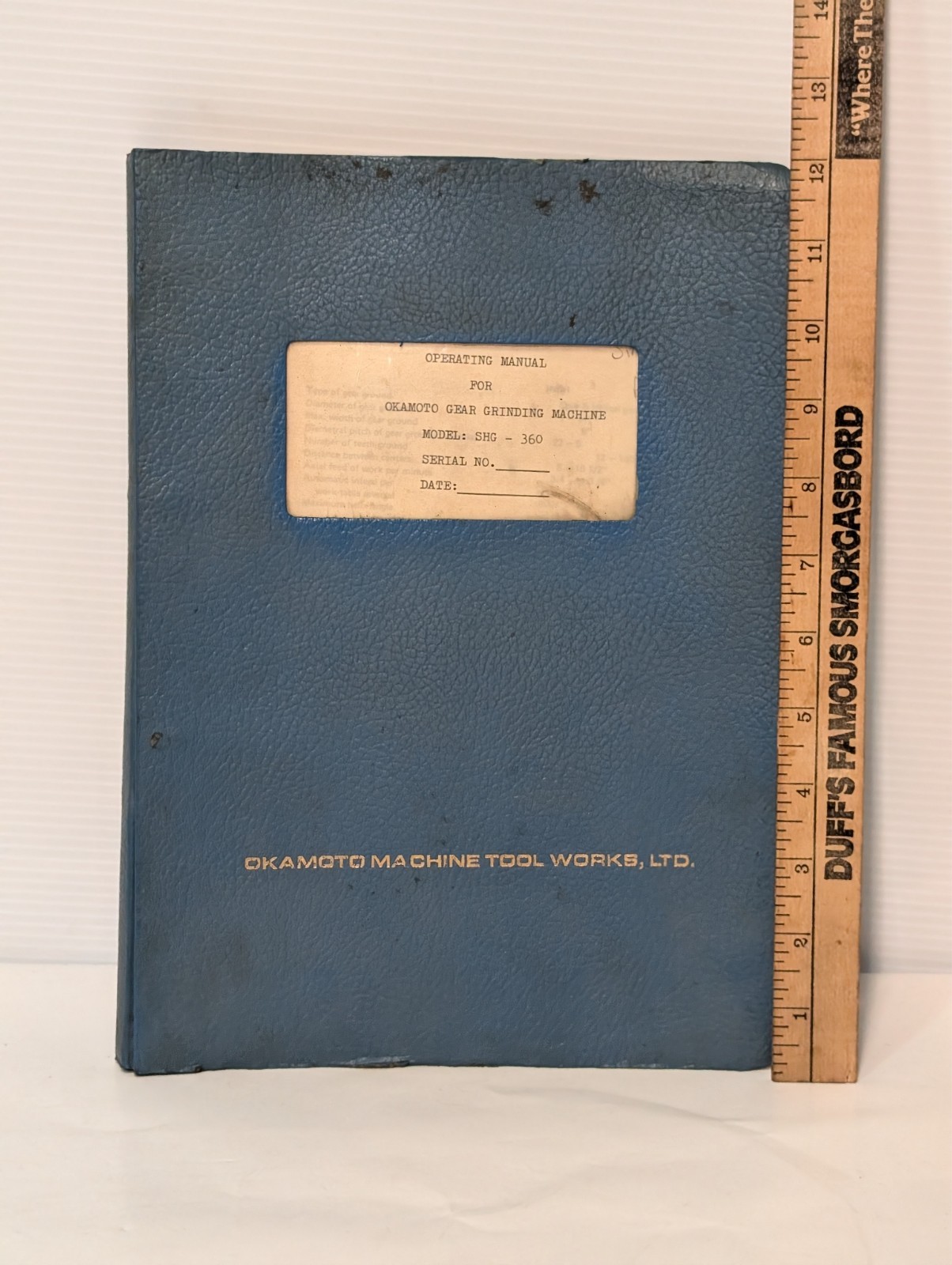 Okamoto SHG-360 Gear Grinding Machine Operating Manual, Free USA Ship