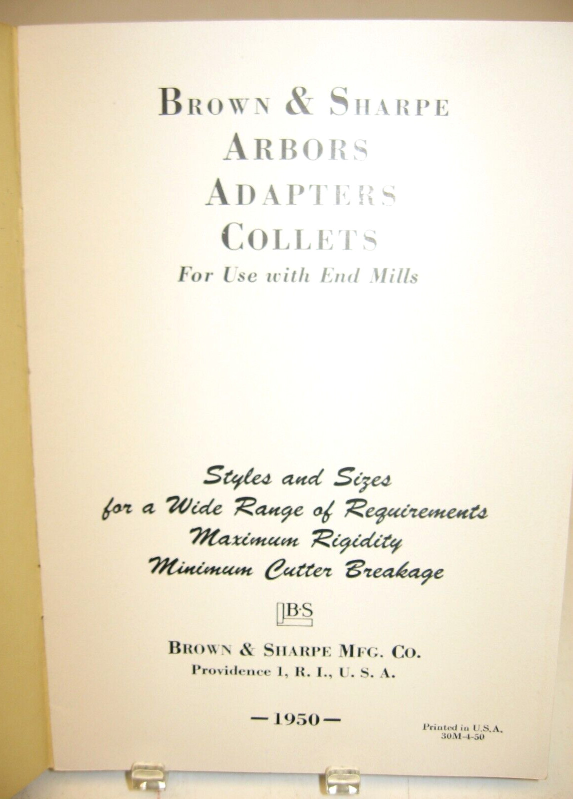 1950 Brown & Sharpe Arbors, Adapters and Collets Catalog