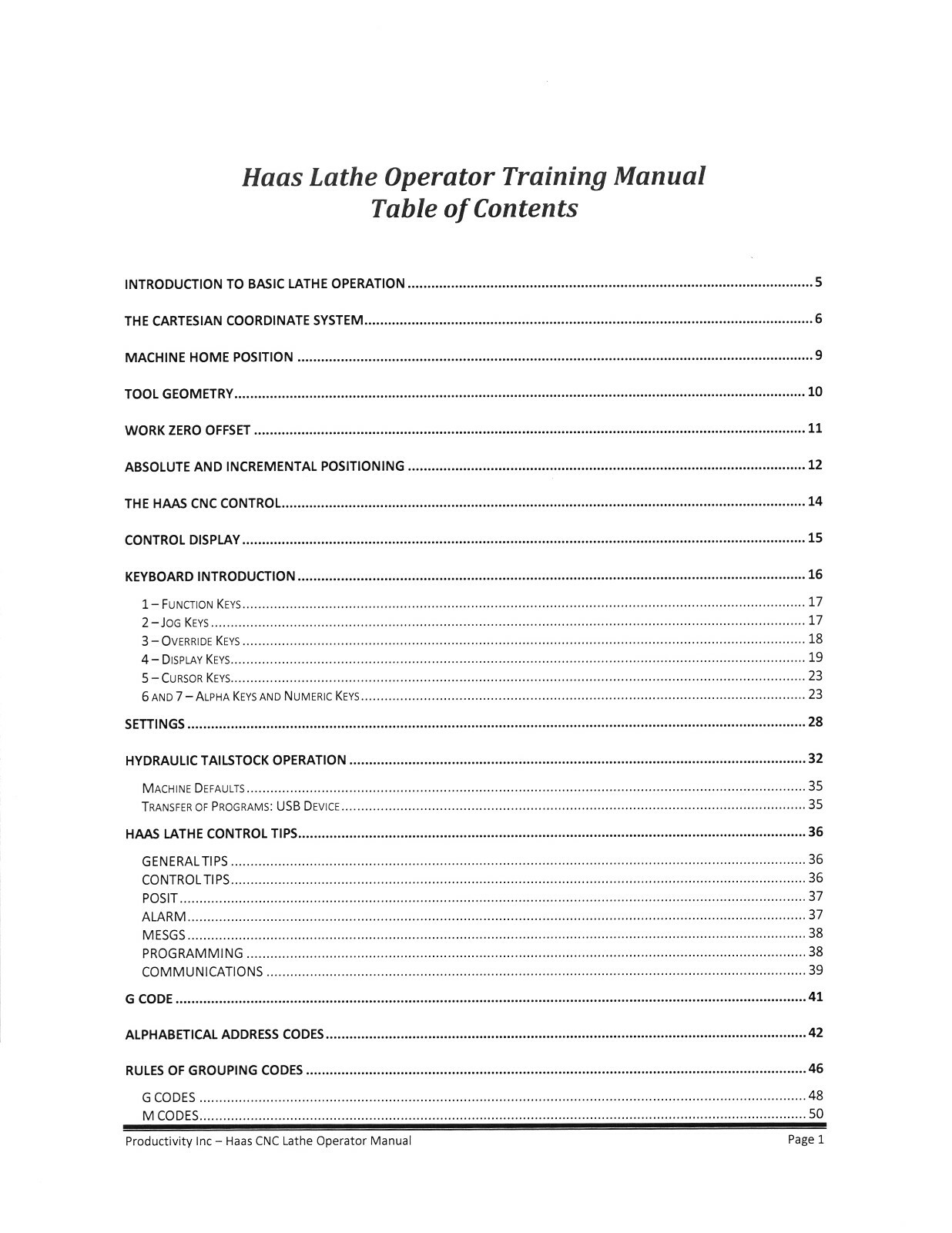 Haas CNC Lathe SL Series Operator Training Manual #1132