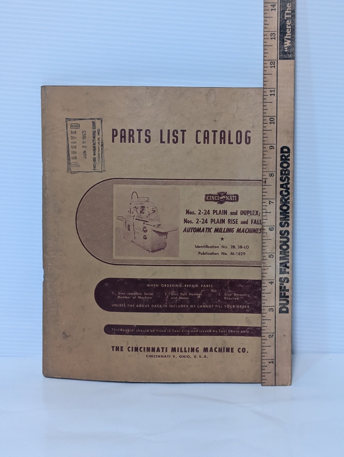 Cincinnati Milling 2-24 Plain & Duplex & 2-24 Rise & Fall Parts List Catalog