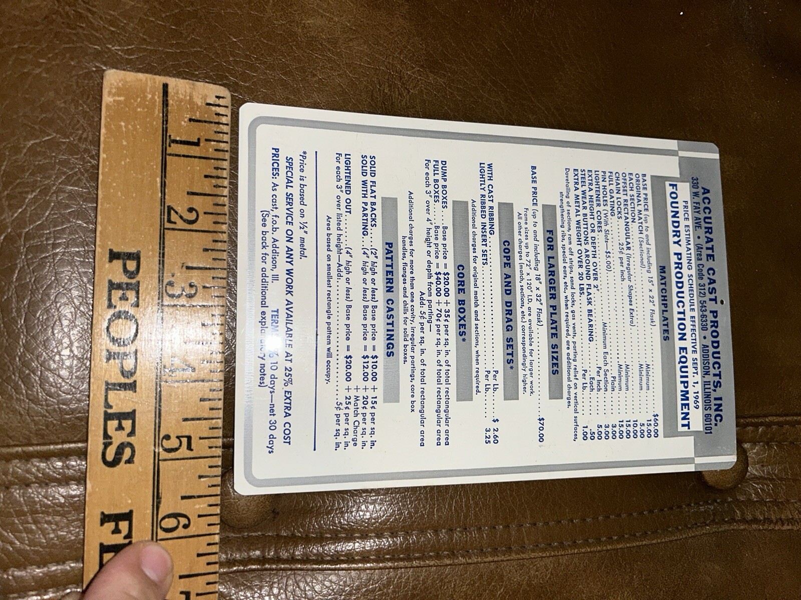 Vintage 1968 Accurate Cast Products Price Estimates Charts Chicago