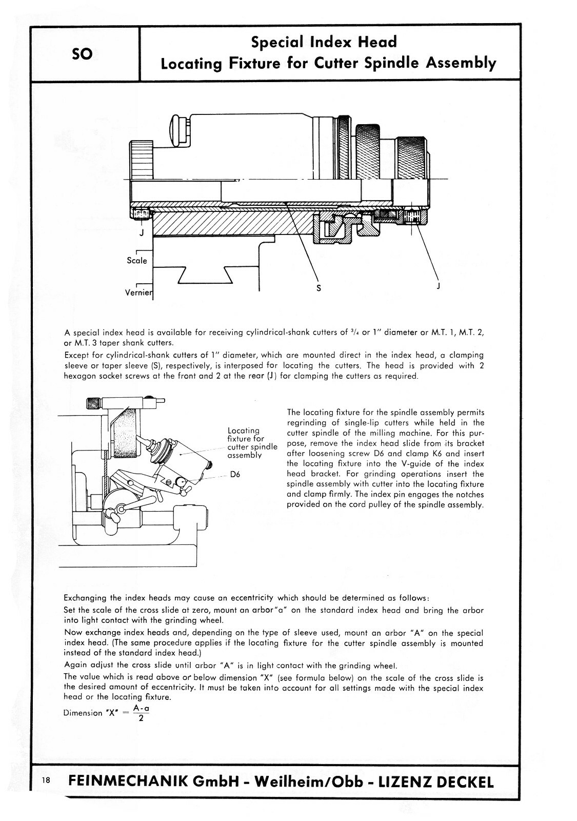 Deckel Single Lip Cutter Grinder SO Operating Instruction Manual #1590