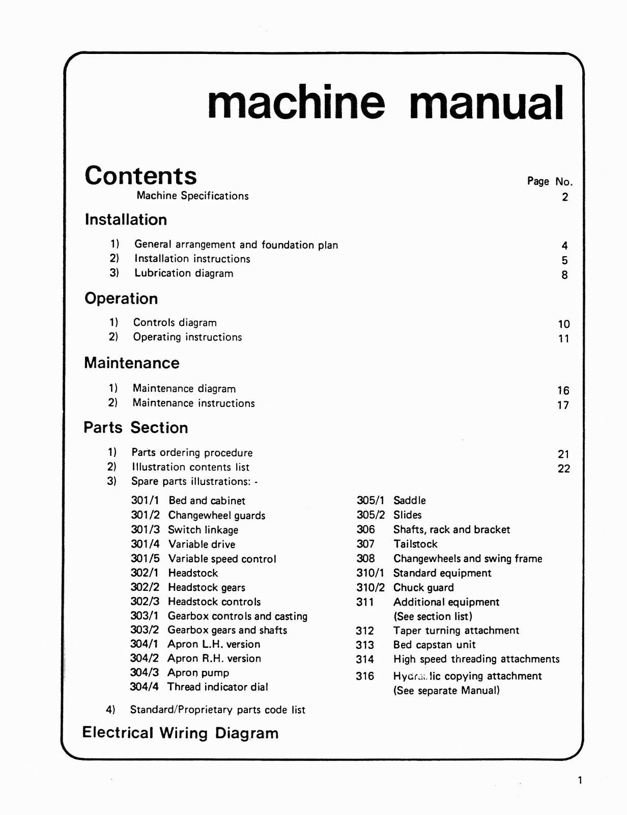 Harrison 13″ Lathe Variable Speed Model AA Instruction & Parts List Manual #1391