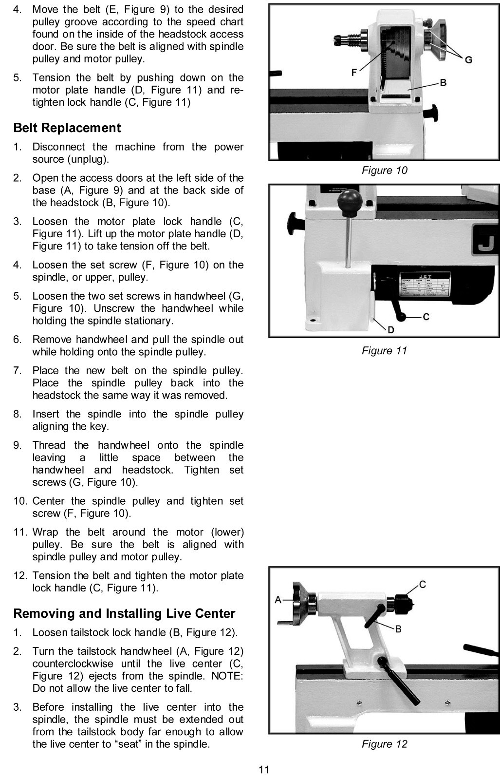 Jet Mini Lathe Models JML-1014I & JWL-1220 Operator & Parts List Manual *1243