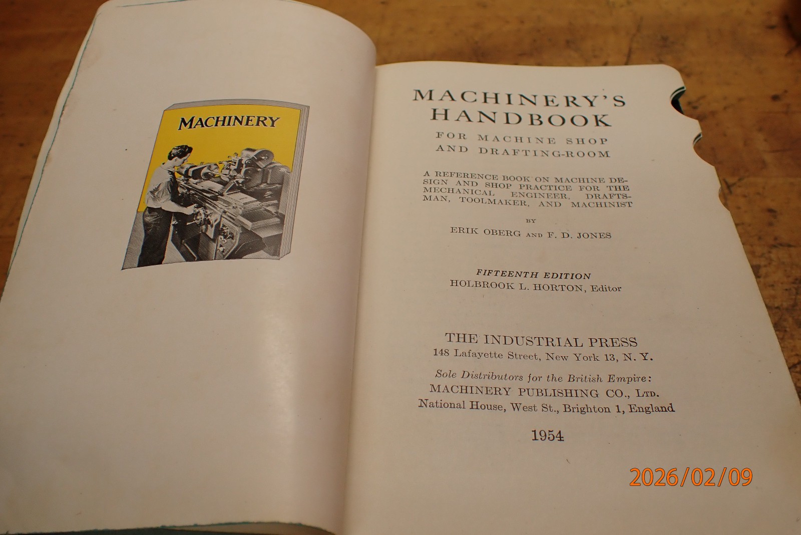 LOT B1: VINTAGE MACHINERY’S HANDBOOK MACHINIST BOOK