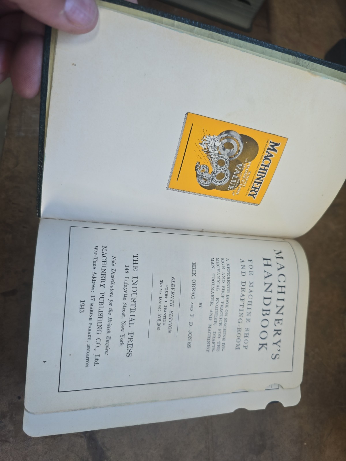 1943 “Machinery’s Handbook” (11th Edition, 4th Printing) – Nice condition