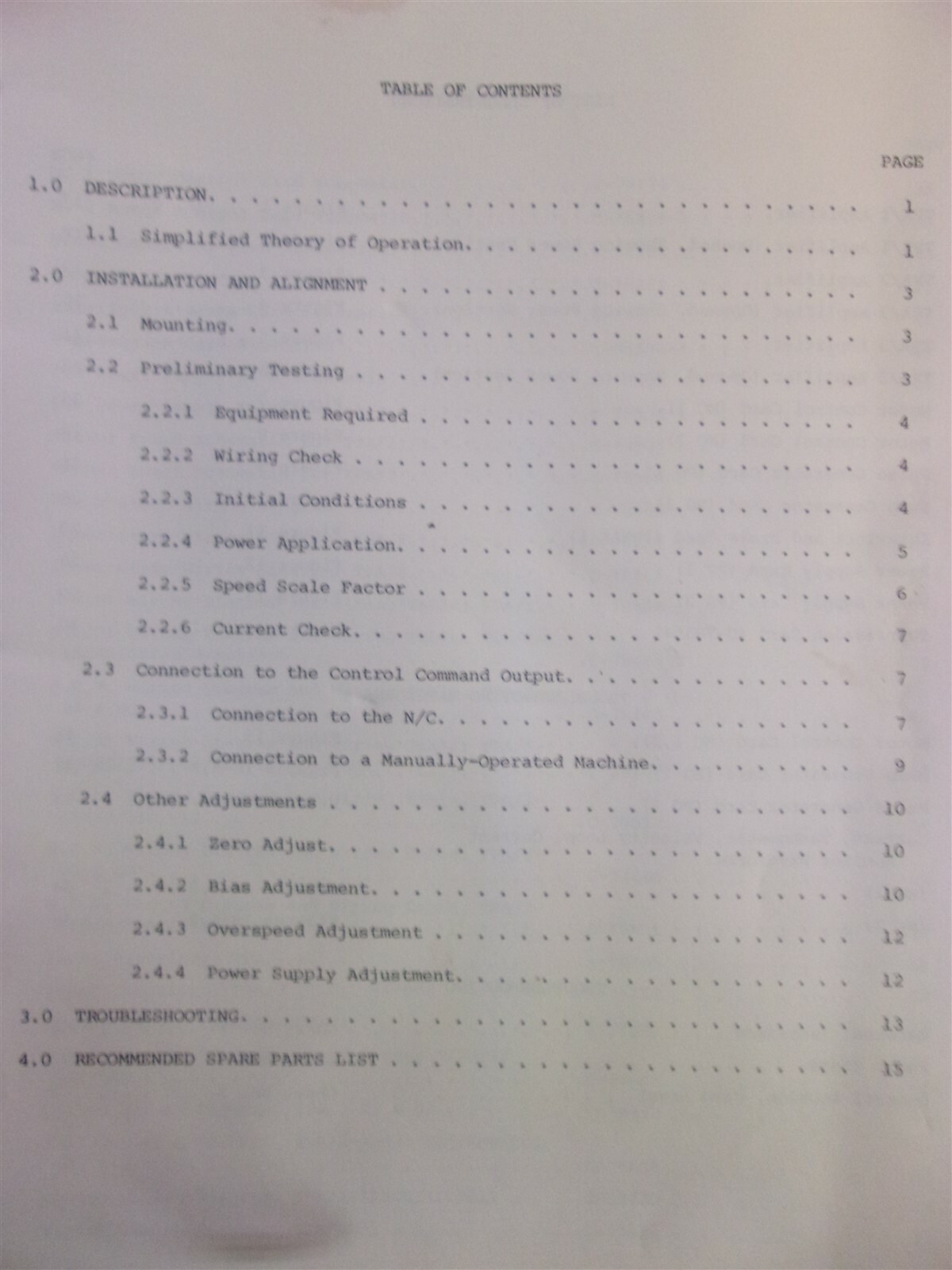 Inland Motor Service Installation Manual Multi-Axis 3 Servo TPA/1/2/3 M7801