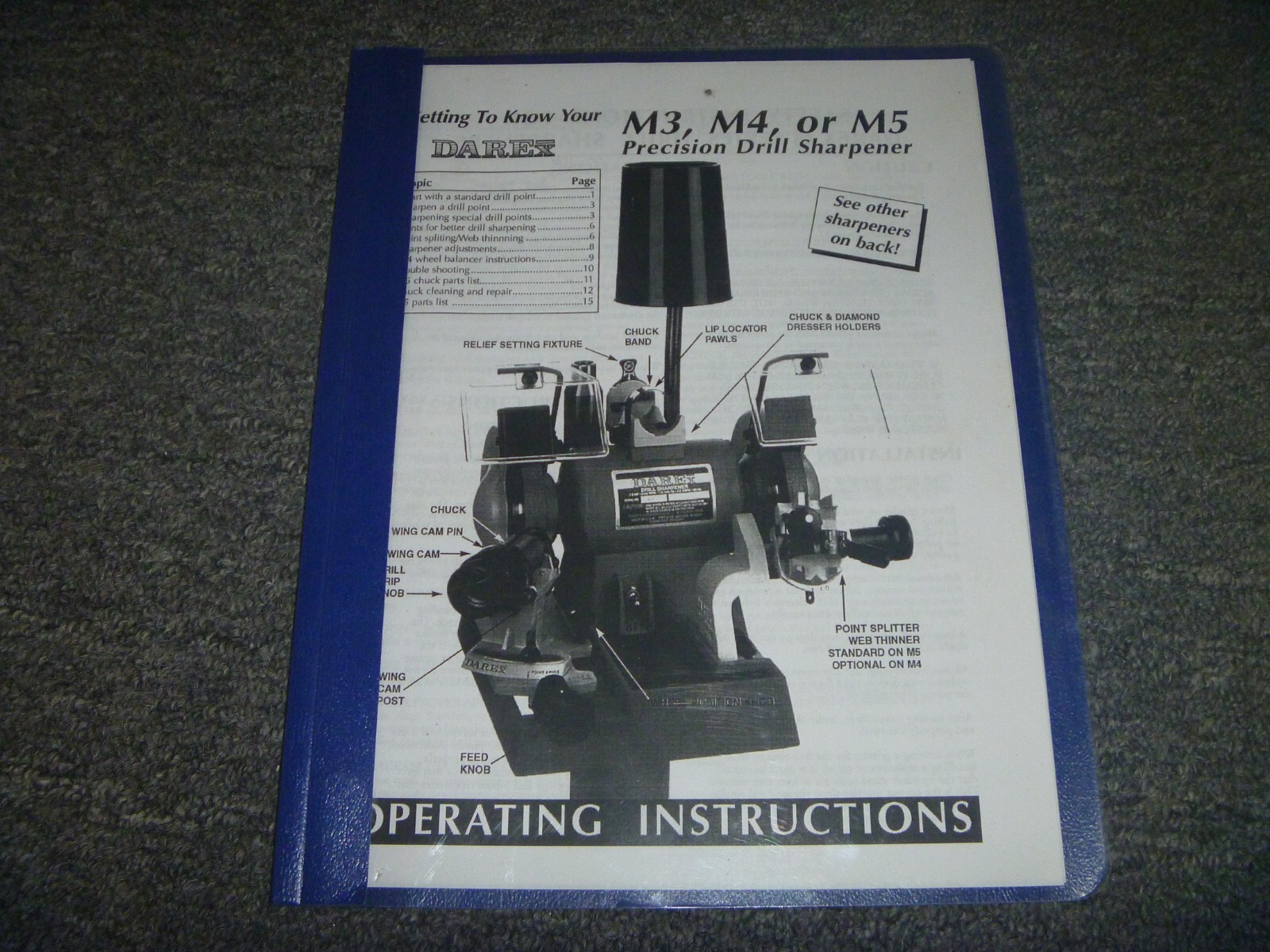 Darex M3 M4 M5 Drill Sharpener Owner Operator Instruction Manual xz